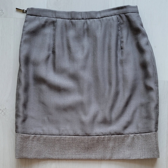 Brunello Cucinelli gray/brown wool/chiffon miniskirt, size 0/2 - Picture 8 of 9